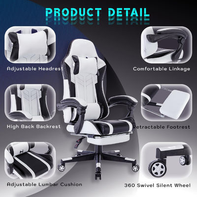 Color personalizado Video de espalda alta Ergonomía de carreras Tipo de metal PC silla de juego con reposapiés