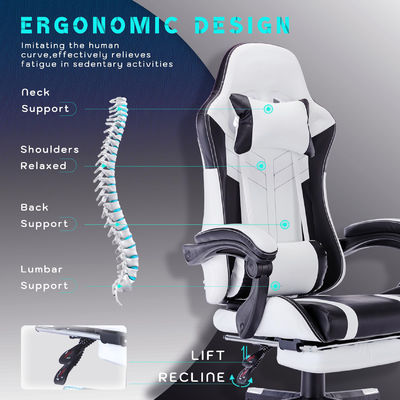 Color personalizado Video de espalda alta Ergonomía de carreras Tipo de metal PC silla de juego con reposapiés
