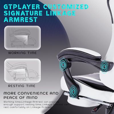 Color personalizado Video de espalda alta Ergonomía de carreras Tipo de metal PC silla de juego con reposapiés