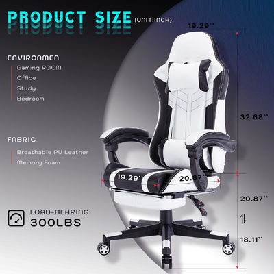 Color personalizado Video de espalda alta Ergonomía de carreras Tipo de metal PC silla de juego con reposapiés