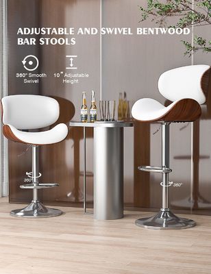 45 libras silla de barra de altura ajustable con respaldo y reposapiés y tapicería de cuero PU