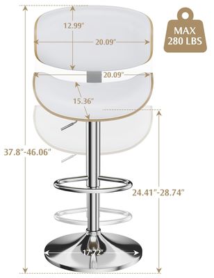 Salón de bar Muebles de restaurante Alturas ajustables Taburetes giratorios de bar con respaldo y reposapiés