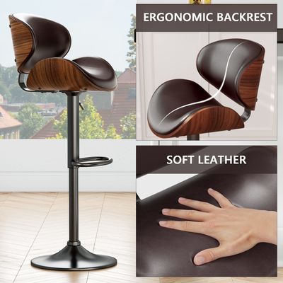 Muebles comerciales con taburete giratorio de altura ajustable tapizado con cuero PU