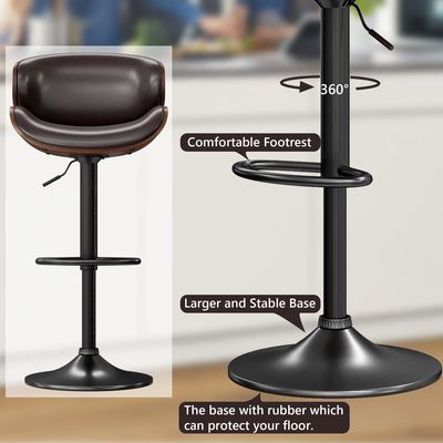 Muebles comerciales con taburete giratorio de altura ajustable tapizado con cuero PU