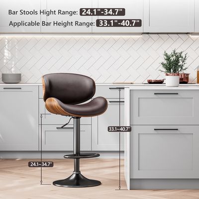 Muebles comerciales con taburete giratorio de altura ajustable tapizado con cuero PU
