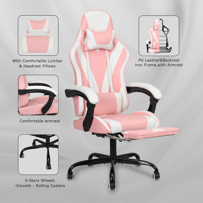 ALINUNU Tipo de metal Video de espalda alta ergonómica PC de carreras silla de juegos con reposapiés