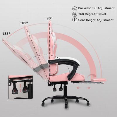 ALINUNU Tipo de metal Video de espalda alta ergonómica PC de carreras silla de juegos con reposapiés