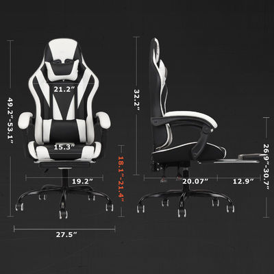 Silla de juegos de video ergonómica de cuero sintético con respaldo de pie
