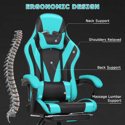 Diseño moderno Video de espalda alta Ergonomía silla de juego de carreras con reposapiés asequible