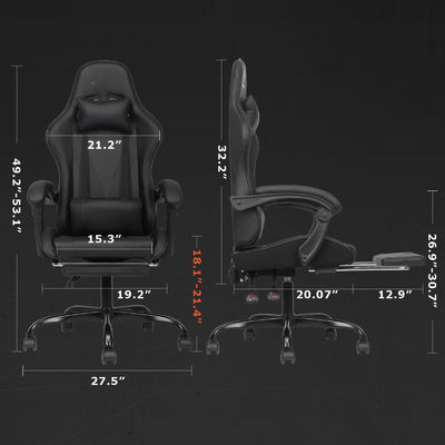 Peso máximo de 300 libras silla de juego de espalda alta con reposapiés y función reclinable