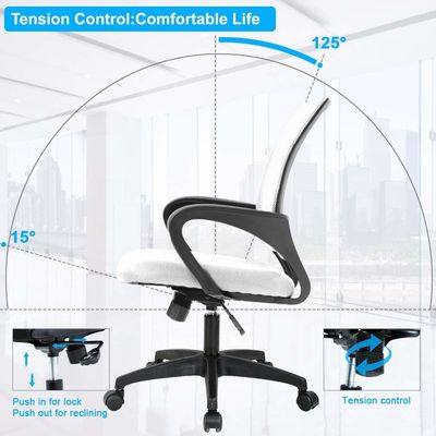 Silla ejecutiva de malla blanca ALINUNU con soporte lumbar y mecanismo mariposa