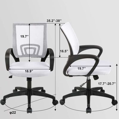 Silla ejecutiva de malla blanca ALINUNU con soporte lumbar y mecanismo mariposa