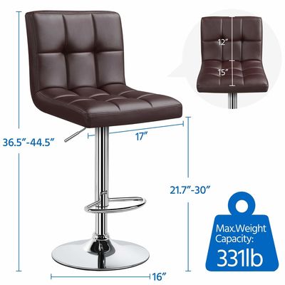 Sillones de bar modernos ajustables en altura con silla giratoria de cuero de PU 19.5 &quot;D x 17&quot; W x 36.5 &quot;H