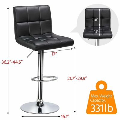 19.5&quot;D x 17&quot;W x 36.5&quot;H Taburetes de bar modernos con altura ajustable y cuero de PU giratorio