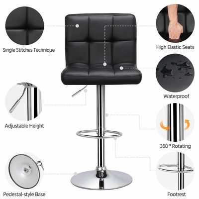 19.5&quot;D x 17&quot;W x 36.5&quot;H Taburetes de bar modernos con altura ajustable y cuero de PU giratorio