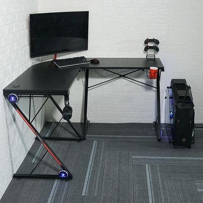 Espacio de trabajo Oficina del hogar Mesa de juegos de computadora en forma de L con soporte de monitor de esquina redonda