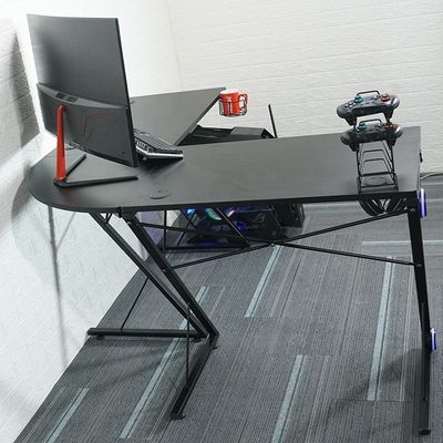 Espacio de trabajo Oficina del hogar Mesa de juegos de computadora en forma de L con soporte de monitor de esquina redonda