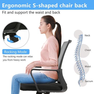 Silla de oficina moderna de malla giratoria 360 con función reclinable y ajuste de altura