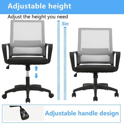 Silla de oficina moderna de malla giratoria 360 con función reclinable y ajuste de altura
