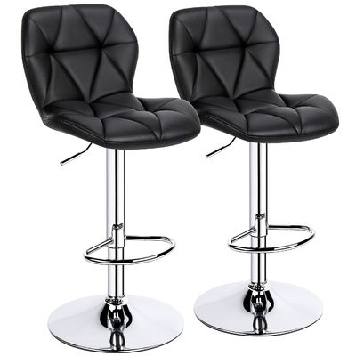 Silla de bar con respaldo de altura ajustable taburetes de bar giratorios altos de cuero de PU moderno