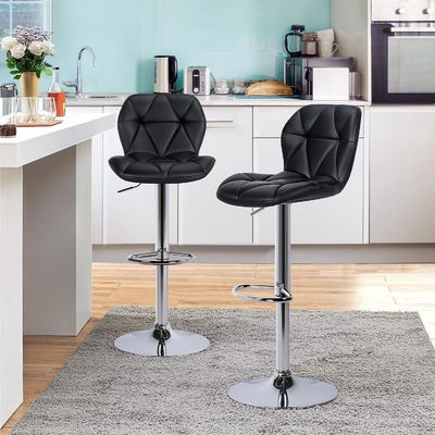 Silla de bar con respaldo de altura ajustable taburetes de bar giratorios altos de cuero de PU moderno