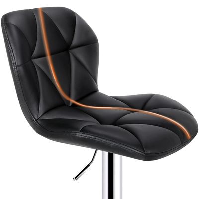 Silla de bar con respaldo de altura ajustable taburetes de bar giratorios altos de cuero de PU moderno