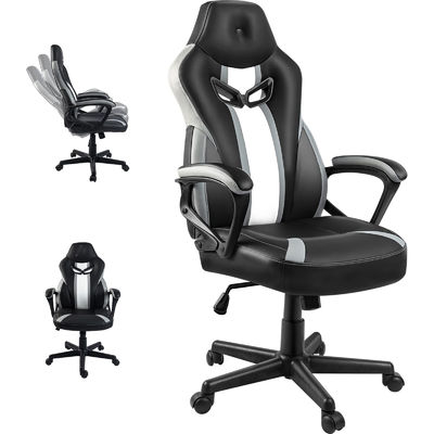 Silla giratoria de juego ergonómica moderna de estilo de carreras con soporte lumbar ajustable