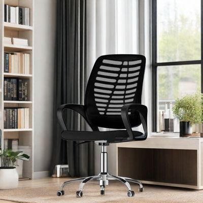 Silla de oficina de malla giratoria moderna con altura ajustable y reposabrazos de color personalizado