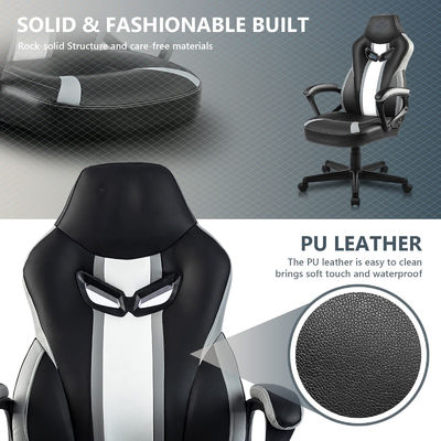 Silla giratoria de juego ergonómica moderna de estilo de carreras con soporte lumbar ajustable