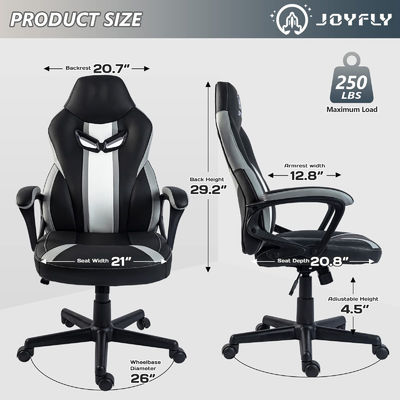 Silla giratoria de juego ergonómica moderna de estilo de carreras con soporte lumbar ajustable