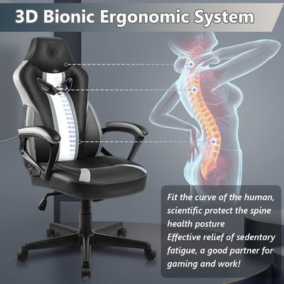 Silla giratoria de juego ergonómica moderna de estilo de carreras con soporte lumbar ajustable