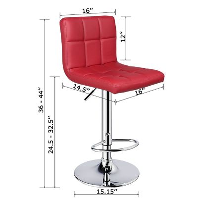 Moderno diseño de cuero de PU ajustable taburete giratorio de barra con espalda 14.5 &quot;D x 16&quot; W x 24.5 &quot;H