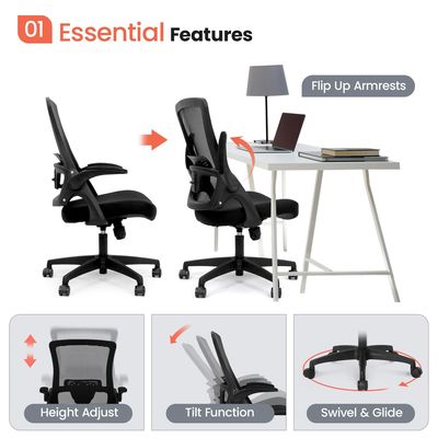 Flip-up Armrest Mesh ejecutivo de apoyo lumbar silla giratoria para el Ministerio del Interior por Alinunu
