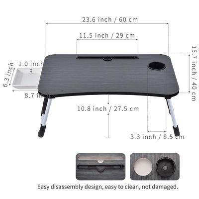 Tabla de escritorio portátil plegable de computadora portátil con porta copa 15.7&quot;D x 23.6&quot;W x 11&quot;H