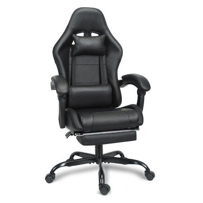 Silla de juego ajustable en altura con soporte lumbar y reposapiés de color personalizado