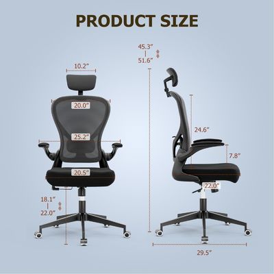Función giratoria y brazos abatibles Ergonomía de la silla de escritorio en el hogar con ajuste de altura
