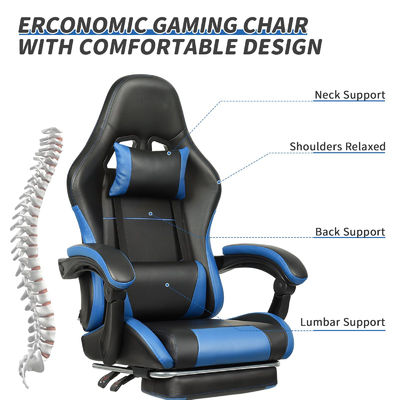 Silla de videojuegos ajustable en altura de color personalizada con soporte lumbar y reposapiés