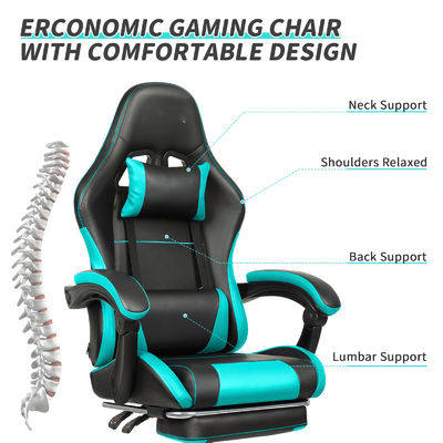 Silla de juego de diseño moderno y elegante con soporte lumbar y reposapiés