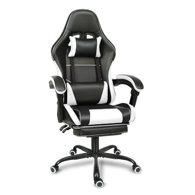 Diseño ergonómico silla de juego de altura ajustable con soporte lumbar y reposapiés