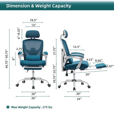 Sillones de malla giratoria de color personalizado con ruedas Peso del artículo 34.4 libras