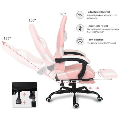 Silla de juego ALINUNU Personaliza altura ajustable con soporte lumbar y reposapiés