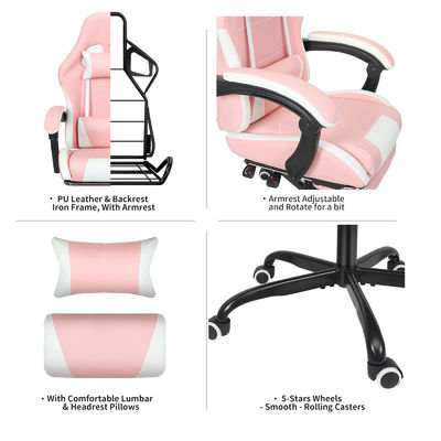 Silla de juego ALINUNU Personaliza altura ajustable con soporte lumbar y reposapiés