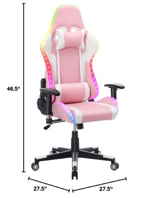 Silla ajustable para juegos de computadora con función de masaje y barra de luz LED ALINUNU