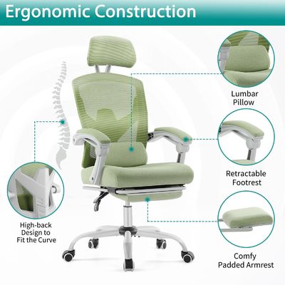 Silla de oficina de malla trasera con funciones giratorias y reclinables 34.4 libras Diseño moderno