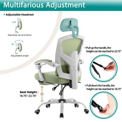 Silla de oficina de malla trasera con funciones giratorias y reclinables 34.4 libras Diseño moderno