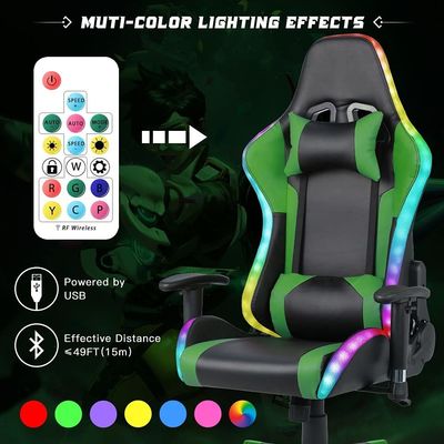 Silla de juego ALINUNU con barra de luz LED y función de masaje Peso 39.02 libras