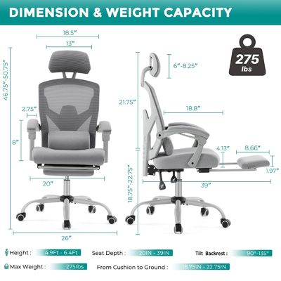 Silla reclinable giratoria de oficina de malla trasera con altura ajustable y color personalizado