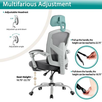 Silla de oficina de malla trasera ALINUNU con reposapiés de 34.39 libras y función reclinada