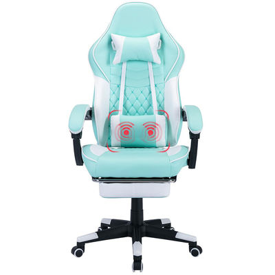 Silla giratoria ergonómica de juegos asiento de cuero con función de masaje y diseño plegable