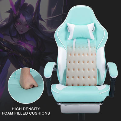 Silla giratoria ergonómica de juegos asiento de cuero con función de masaje y diseño plegable